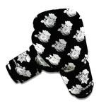 Monochrome Rose Pattern Print Boxing Gloves