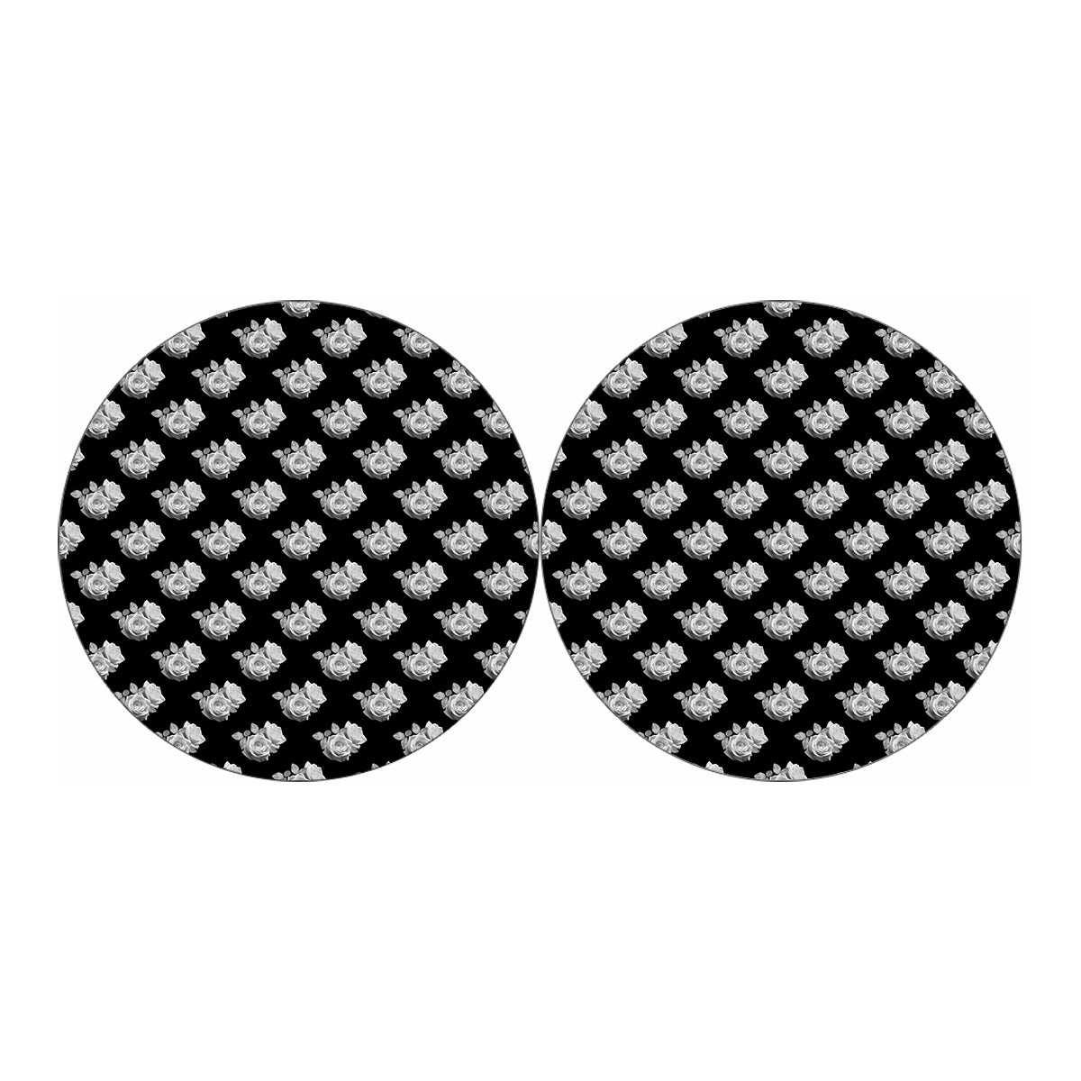 Monochrome Rose Pattern Print Car Coasters
