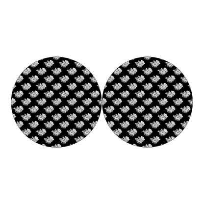 Monochrome Rose Pattern Print Car Coasters