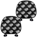 Monochrome Rose Pattern Print Car Headrest Covers