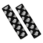 Monochrome Rose Pattern Print Car Seat Belt Covers