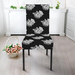 Monochrome Rose Pattern Print Dining Chair Slipcover