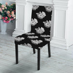 Monochrome Rose Pattern Print Dining Chair Slipcover