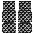 Monochrome Rose Pattern Print Front and Back Car Floor Mats