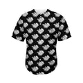 Monochrome Rose Pattern Print Men's Baseball Jersey
