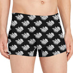Monochrome Rose Pattern Print Men's Boxer Briefs