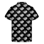 Monochrome Rose Pattern Print Men's Short Sleeve Shirt
