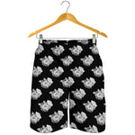 Monochrome Rose Pattern Print Men's Shorts