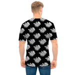 Monochrome Rose Pattern Print Men's T-Shirt