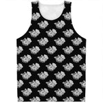 Monochrome Rose Pattern Print Men's Tank Top