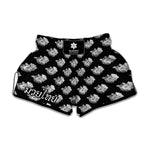 Monochrome Rose Pattern Print Muay Thai Boxing Shorts