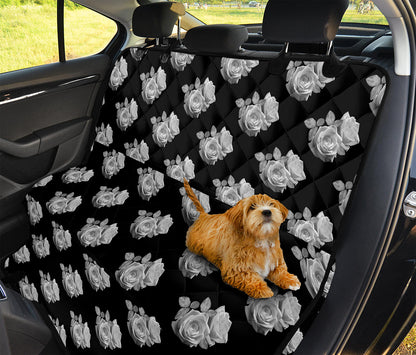 Monochrome Rose Pattern Print Pet Car Back Seat Cover