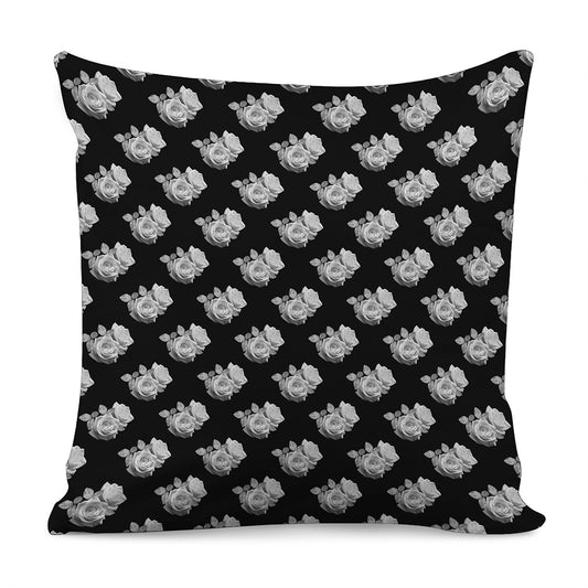 Monochrome Rose Pattern Print Pillow Cover