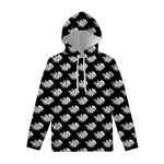 Monochrome Rose Pattern Print Pullover Hoodie