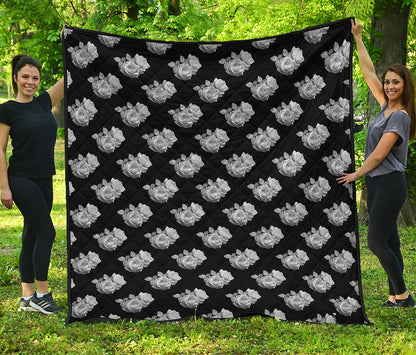 Monochrome Rose Pattern Print Quilt