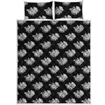 Monochrome Rose Pattern Print Quilt Bed Set