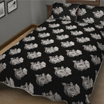 Monochrome Rose Pattern Print Quilt Bed Set