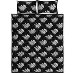Monochrome Rose Pattern Print Quilt Bed Set