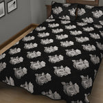 Monochrome Rose Pattern Print Quilt Bed Set