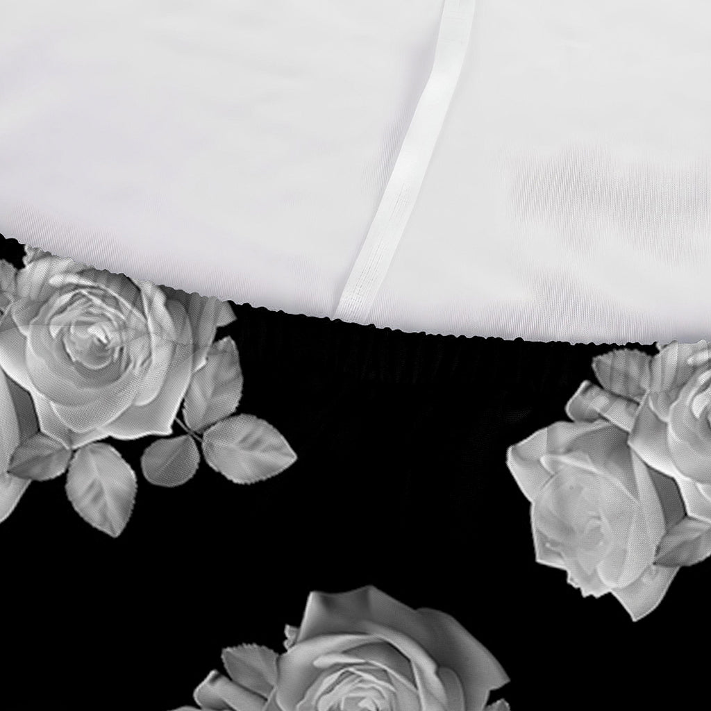 Monochrome Rose Pattern Print Sofa Cover