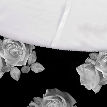 Monochrome Rose Pattern Print Sofa Cover
