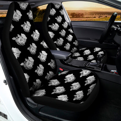 Monochrome Rose Pattern Print Universal Fit Car Seat Covers