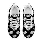 Monochrome Rose Pattern Print White Sneakers