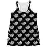 Monochrome Rose Pattern Print Women's Racerback Tank Top
