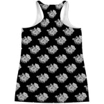 Monochrome Rose Pattern Print Women's Racerback Tank Top
