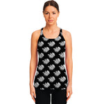 Monochrome Rose Pattern Print Women's Racerback Tank Top