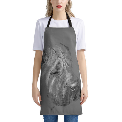 Monochrome Shar Pei Print Apron