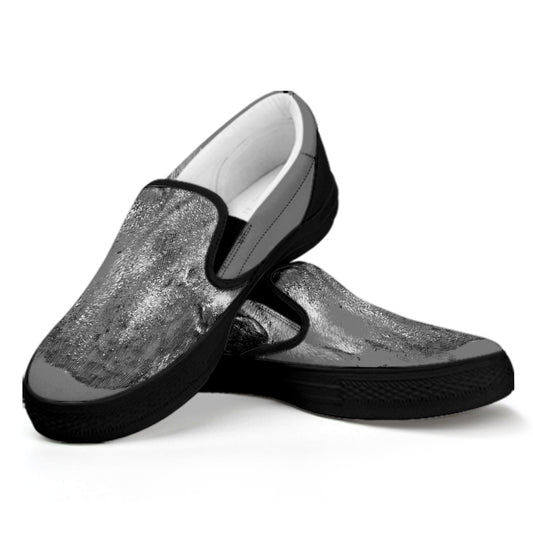 Monochrome Shar Pei Print Black Slip On Shoes