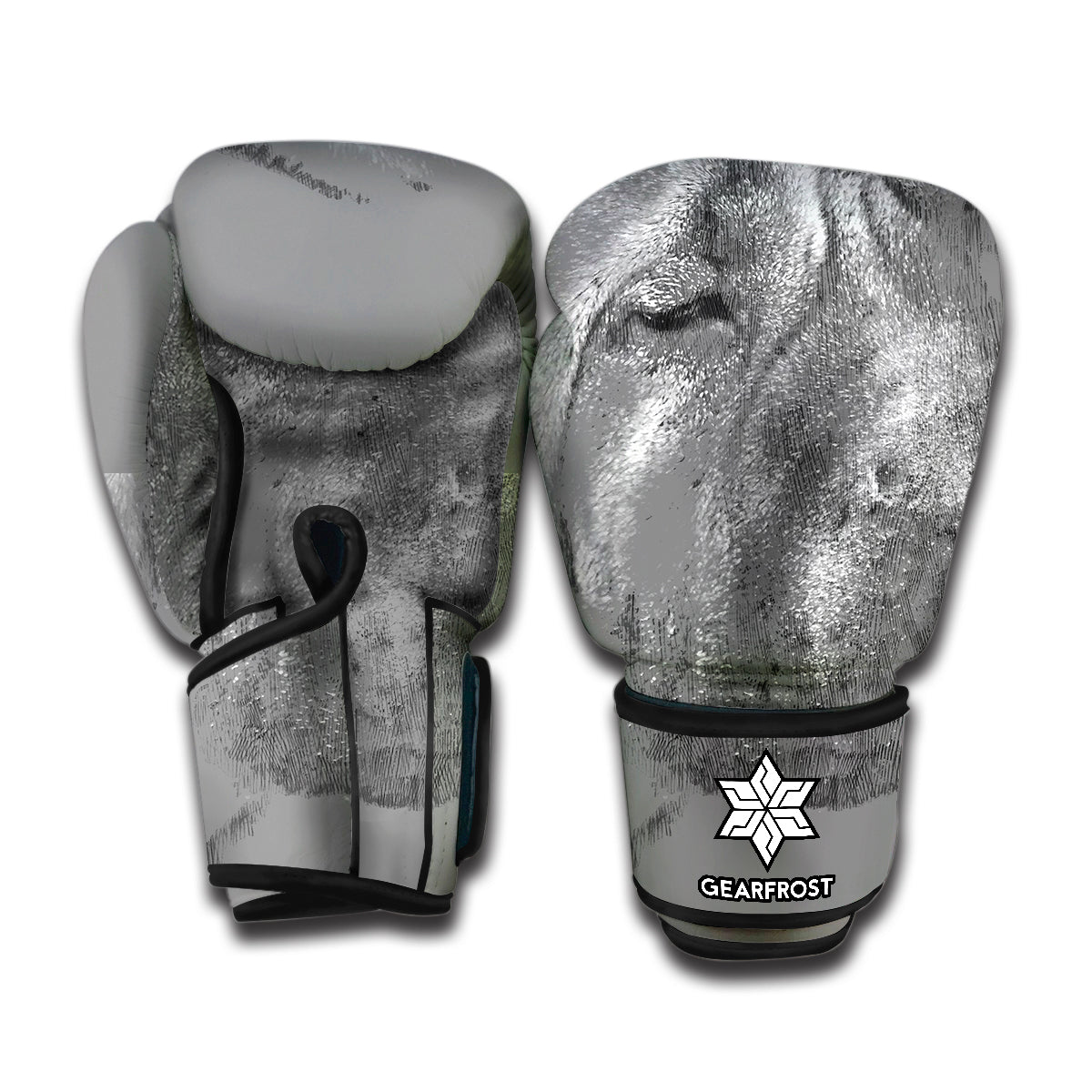 Monochrome Shar Pei Print Boxing Gloves