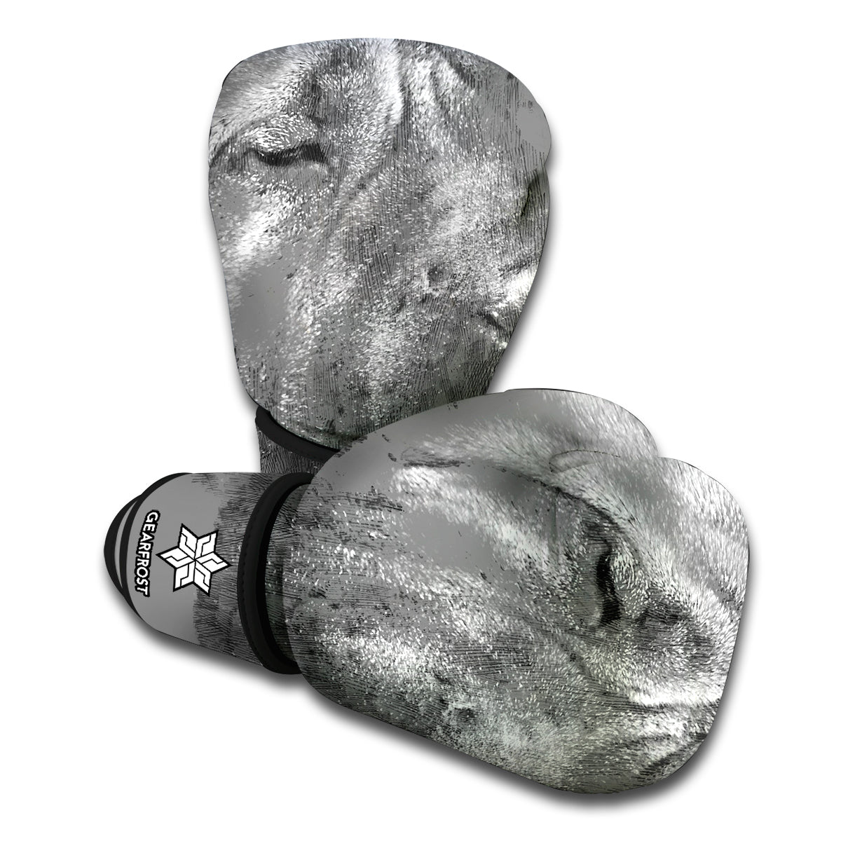 Monochrome Shar Pei Print Boxing Gloves