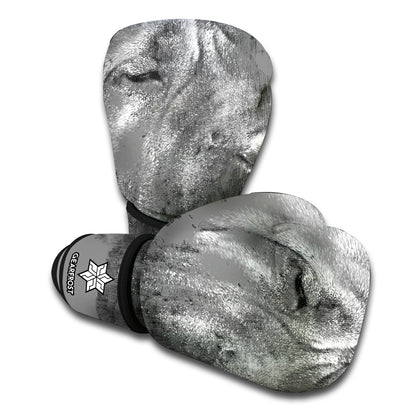 Monochrome Shar Pei Print Boxing Gloves
