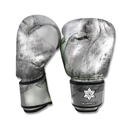 Monochrome Shar Pei Print Boxing Gloves
