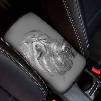 Monochrome Shar Pei Print Car Center Console Cover