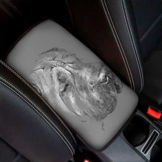 Monochrome Shar Pei Print Car Center Console Cover