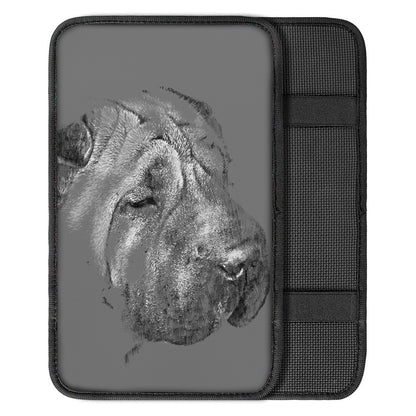 Monochrome Shar Pei Print Car Center Console Cover
