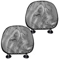 Monochrome Shar Pei Print Car Headrest Covers