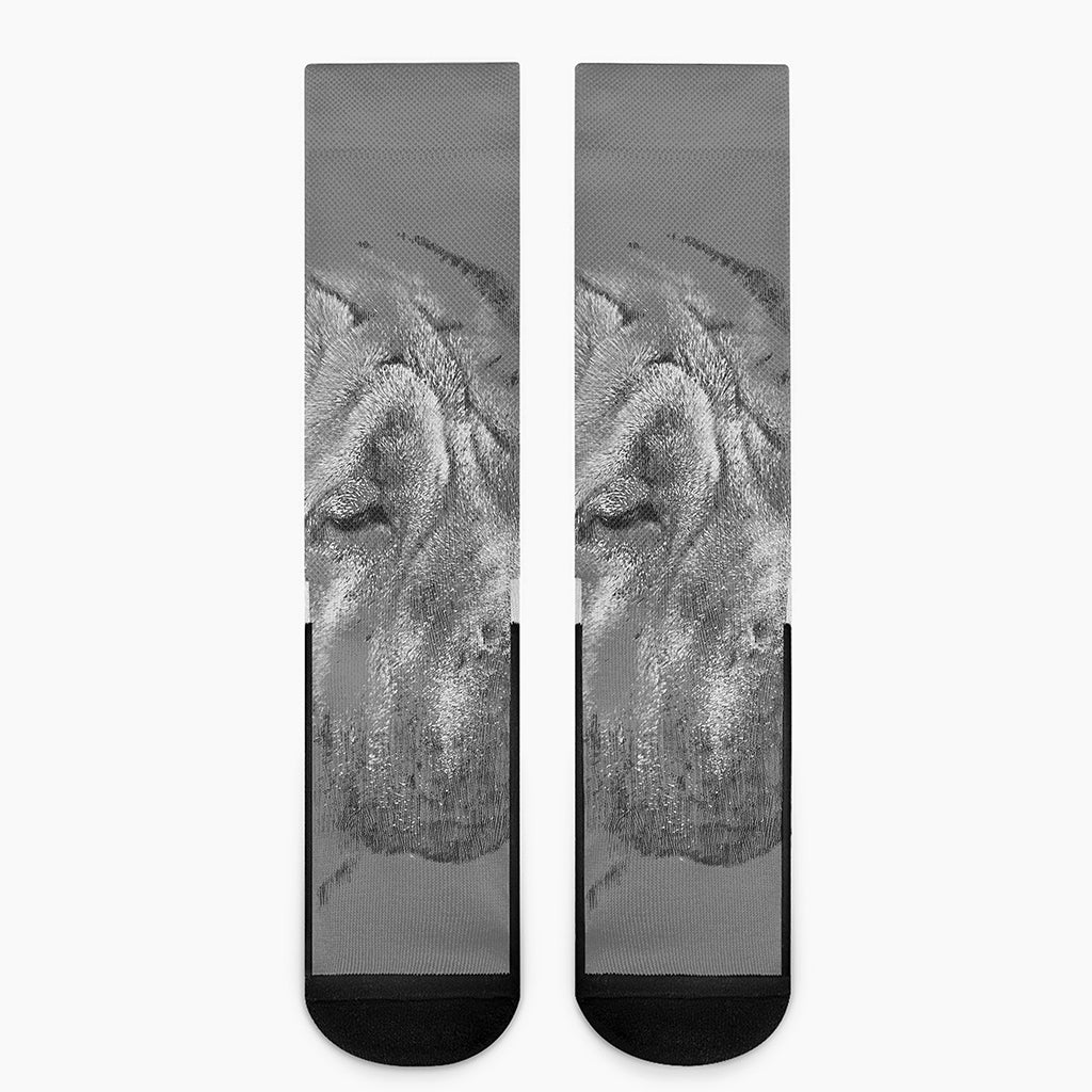 Monochrome Shar Pei Print Crew Socks