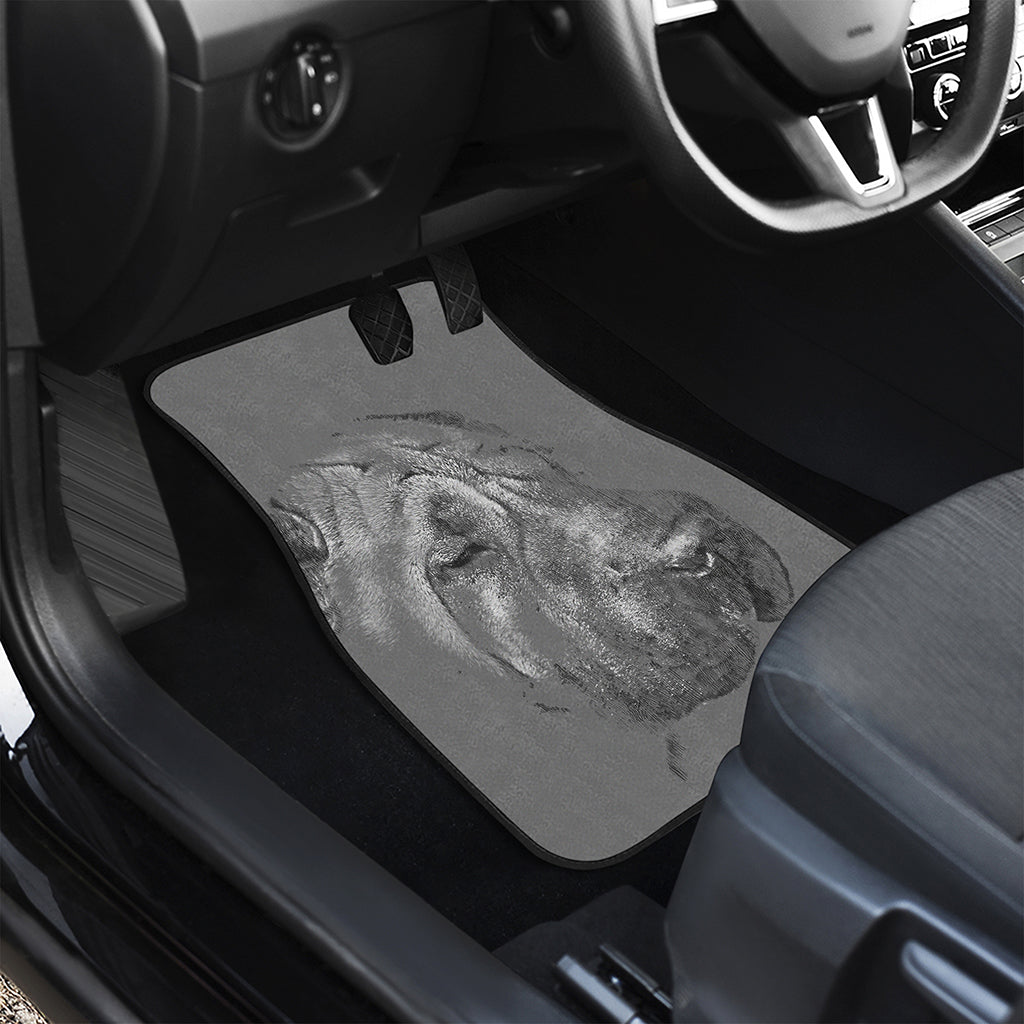 Monochrome Shar Pei Print Front and Back Car Floor Mats
