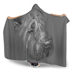 Monochrome Shar Pei Print Hooded Blanket