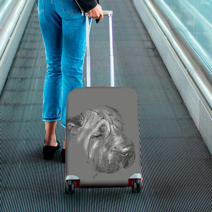 Monochrome Shar Pei Print Luggage Cover