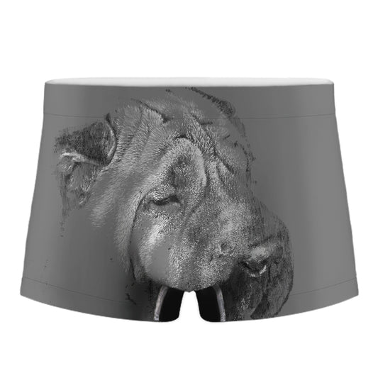 Monochrome Shar Pei Print Men's Boxer Briefs