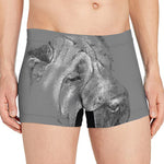 Monochrome Shar Pei Print Men's Boxer Briefs