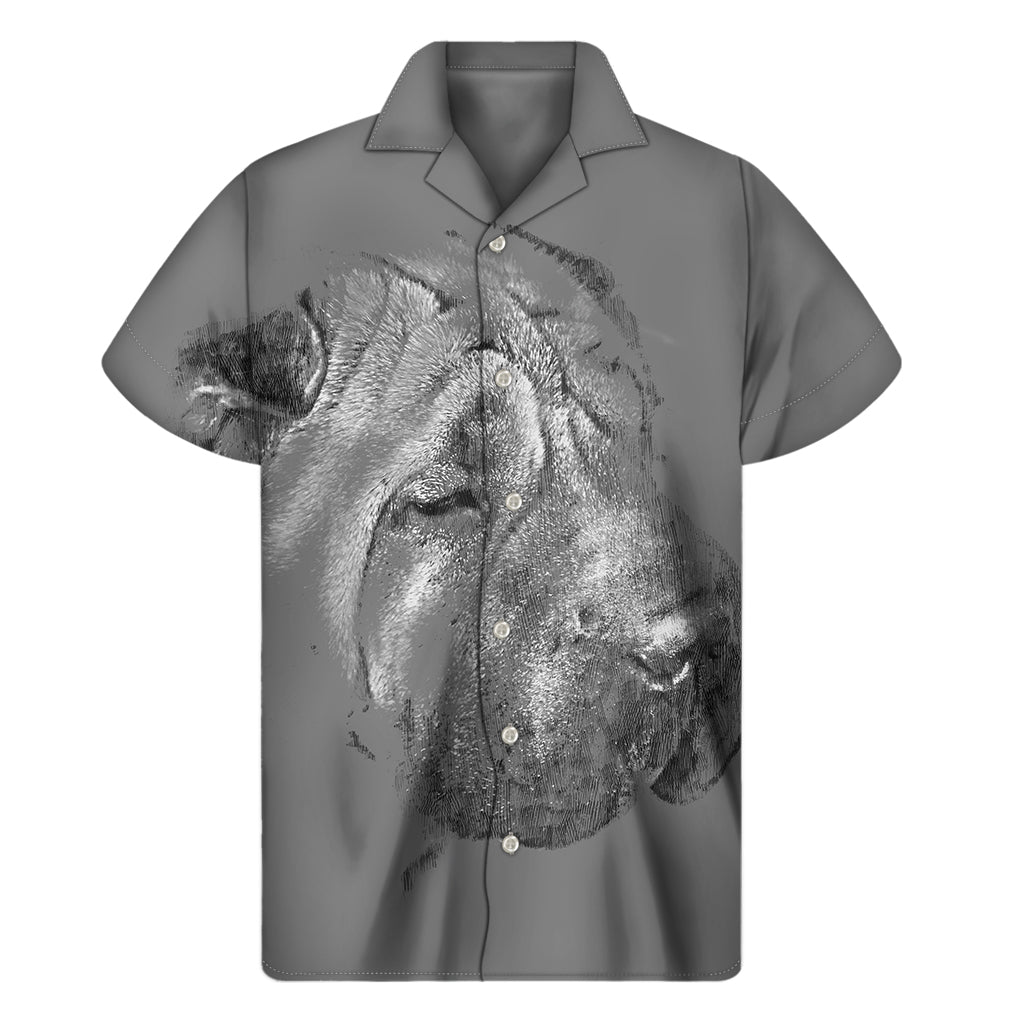 Monochrome Shar Pei Print Men's Short Sleeve Shirt
