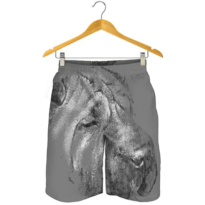 Monochrome Shar Pei Print Men's Shorts