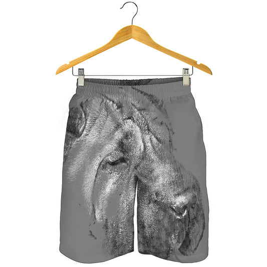 Monochrome Shar Pei Print Men's Shorts