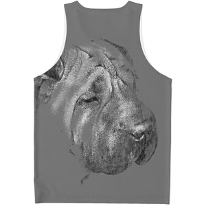 Monochrome Shar Pei Print Men's Tank Top